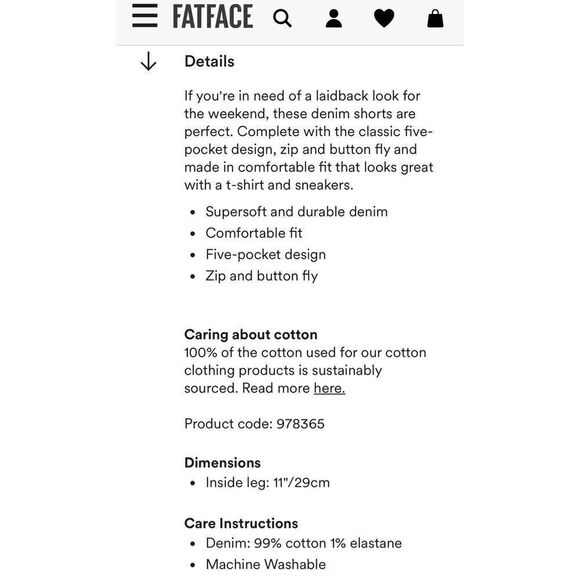 Fat Face UK Bisley denim Bermuda shorts size 8 - Picture 13 of 13